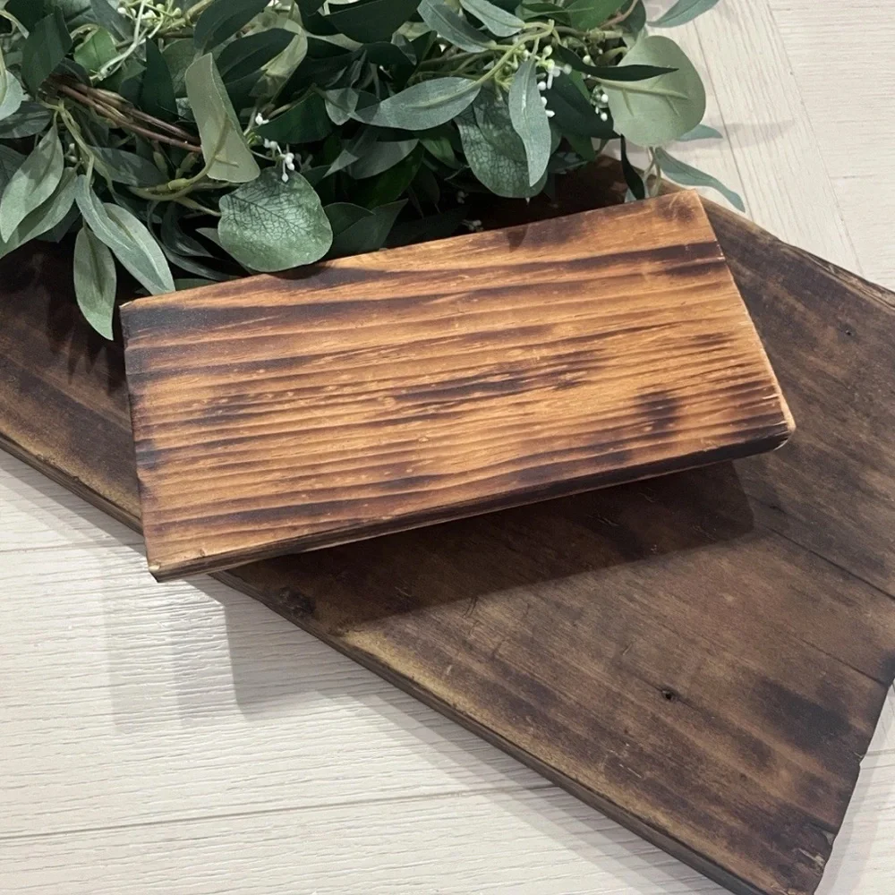 Reclaimed Wood Pedestal Tray Rustic Handmade - Picture 1 of 8